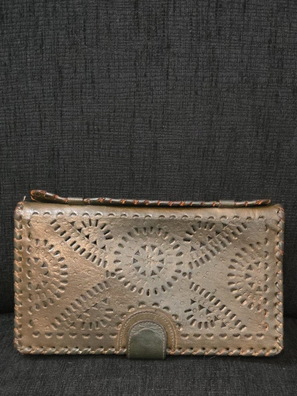 Cleobella Olive Green with a Gold Shimmer Leather Clutch Wallet